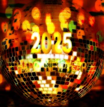 FX №213462 Disco ball lamp happy new year 2025 background