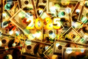 FX №213539 Dollars happy new year 2025 background