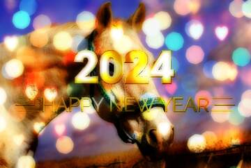 FX №213038 White Horse happy new year 2024 background