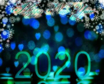 FX №213496 Blue Christmas background bokeh hearts 2020 shiny happy new year