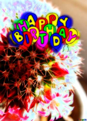 FX №213684 Happy birthday. Drawing cartoon style Air Balloons concept Cactus Flowers