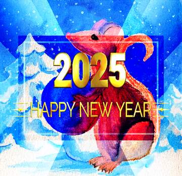 FX №213832 Chinese new year 2025 year of the rat   Christmas Snow forest background. Hand drawing painted...