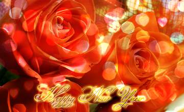 FX №213440 Bouquet  Roses Flowers happy new Year 3d gold