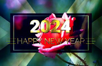 FX №213656 Pink rose Shiny happy new year 2024 background