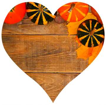 FX №213564 Autumn background with pumpkins love heart shaped