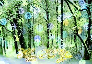 FX №213004 Winter  Forest  Happy New Year bright lights bokeh Christmas background