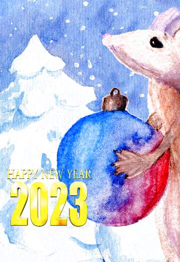 FX №213848 Chinese new year of the rat 2023 Christmas forest background.