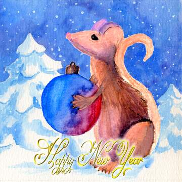FX №213855 2020 Chinese new year of the rat Happy New Year card background.