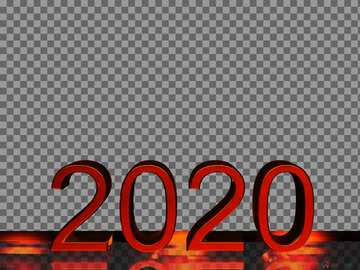 2020 3d render red metal digits with reflections opacity dark background isolated