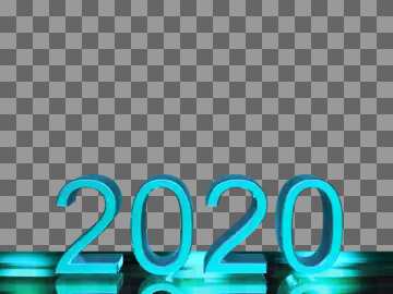 2020 3d render blue metal digits with reflections opacity dark background isolated