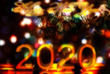 FX №213522 hearts bokeh lights Christmas 2020 happy new year card