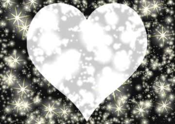 Heart Love holiday background with clusters of bright huge white twinkling stars night star pattern