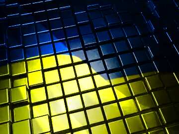 FX №213915 3d abstract gold metal cube background Ukrainian Ukraine Flag