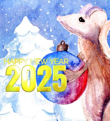 FX №213834 Chinese 2025 happy new year of the rat watercolor background.