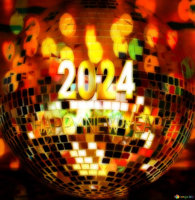 Disco ball lamp happy new year 2024 background №53395