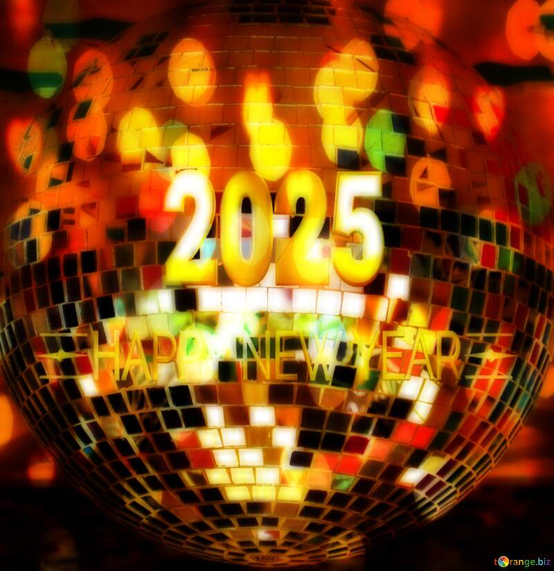 Disco ball lamp happy new year 2025 background №53395