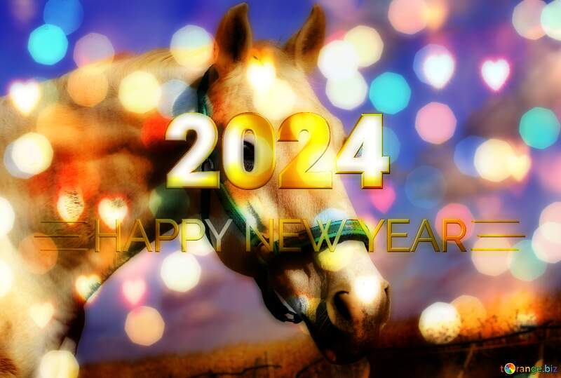 White Horse happy new year 2024 background №25811