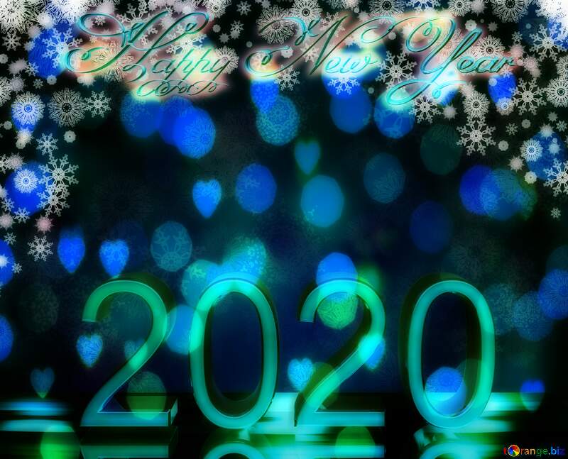Blue Christmas background bokeh hearts 2020 shiny happy new year №40658