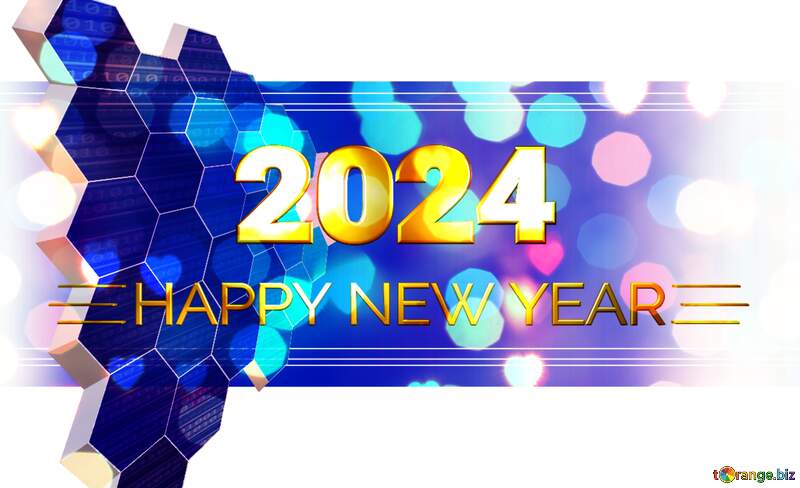 happy new year 2024 it information technology business concept gold lights №49674
