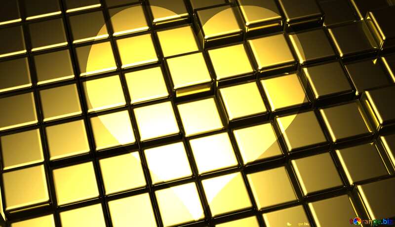 3d abstract gold metal cube background Banner Heart Geometric Rendering №54498