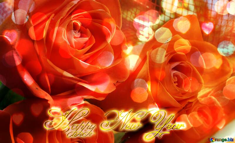 Bouquet  Roses Flowers happy new Year 3d gold №7265