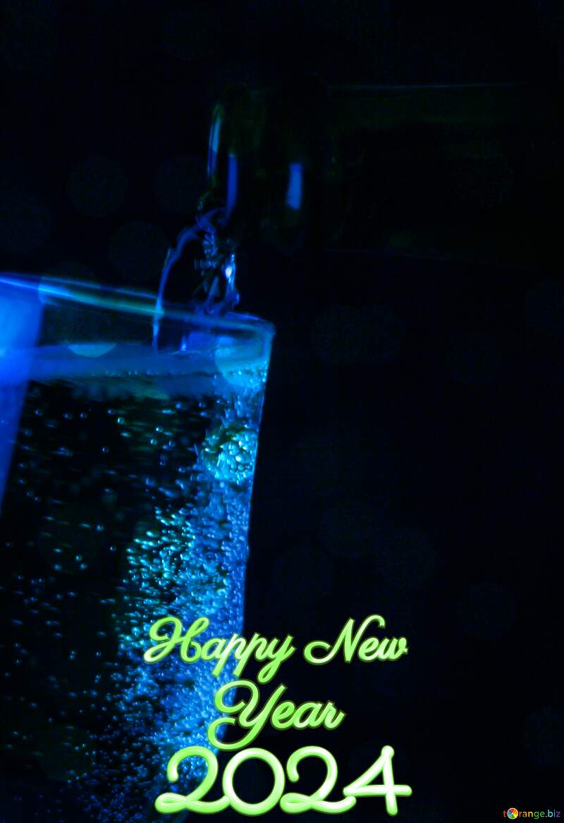 Christmas blue champagne  party happy New Year 2024 №25738