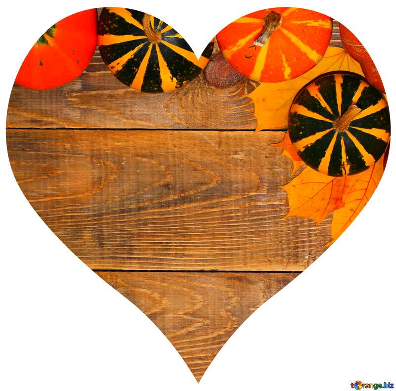 Autumn background with pumpkins love heart shaped №35216