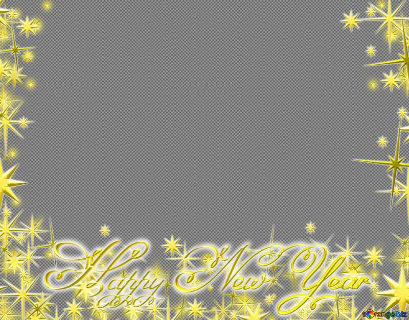 Art Frame Happy New Year 3d gold stars text №54457