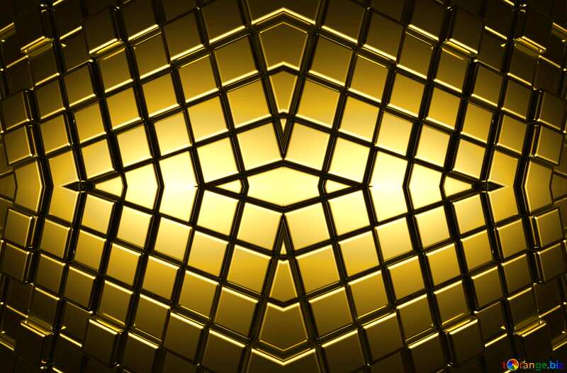 3d abstract gold metal cube background Frame Futuristic Template Pattern №54498