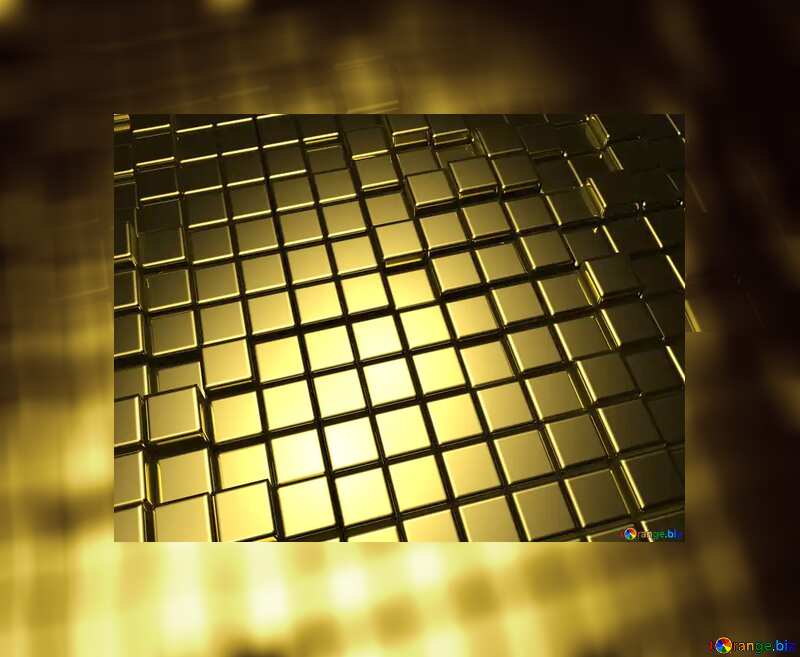 3d abstract gold metal cube background Fuzzy Frame Border №54498