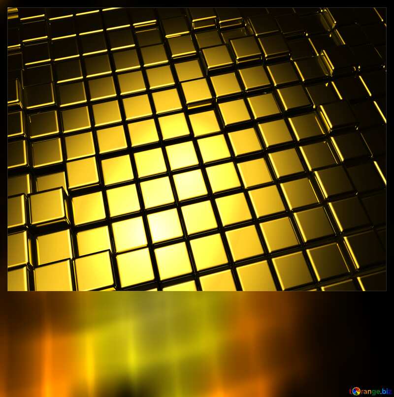 3d abstract gold metal cube background Motivations Card Blank №54498