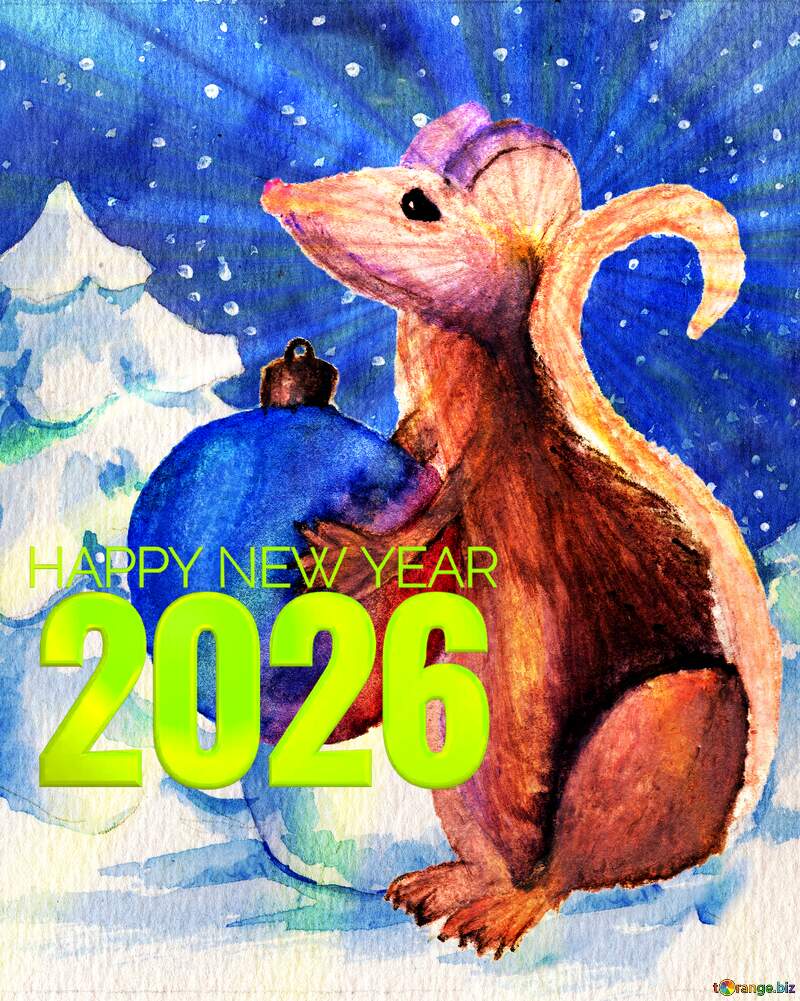 Chinese 2025 new year of the rat sunlight rays watercolor hobby card