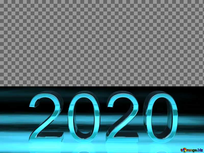 2020 3d render blue metal digits with reflections dark background isolated №54492