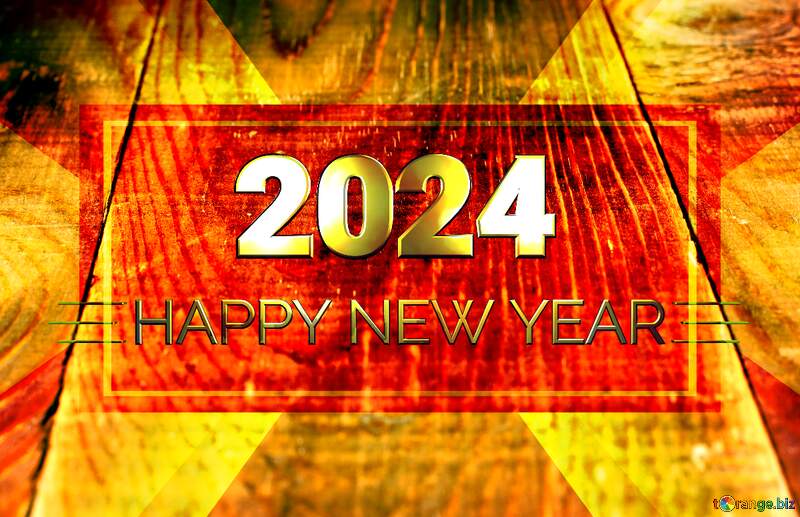 The texture of the background wood rough desk boards Shiny happy new year 2024 gold №33217