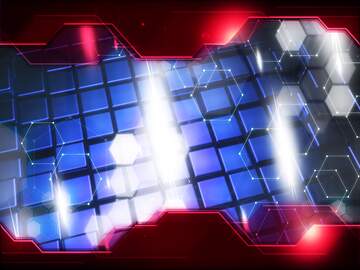 FX №214320 3d abstract blue metal cube boxes background Red Information Technology business concept Hi-tech...