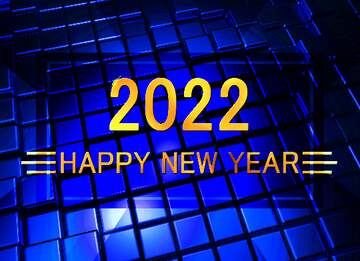 FX №214367 3d abstract blue metal cube boxes background Shiny happy new year 2022