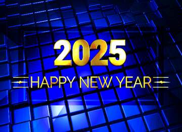 FX №214367 3d abstract blue metal cube boxes background Shiny happy new year 2025