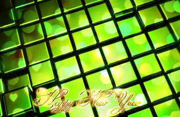 FX №214737 3d abstract green metal cube boxes background Inscription text Happy New Year gold