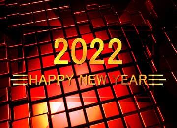 FX №214941 3d abstract red metal cube boxes background Shiny happy new year 2022