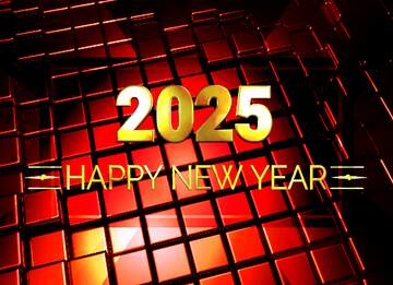 FX №214941 3d abstract red metal cube boxes background Shiny happy new year 2025