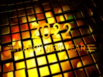 FX №214005 3d abstract gold metal cube background Happy New Year 2022 Yellow Bright Brilliant Card...