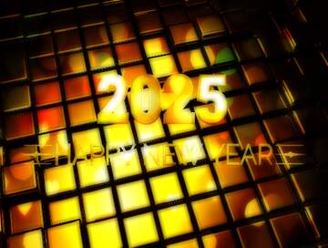 FX №214005 3d abstract gold metal cube background Happy New Year 2025 Yellow Bright Brilliant Card...