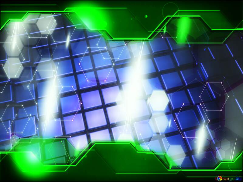 3d abstract blue metal cube boxes background Green Information Technology business concept Hi-tech Elements №54499