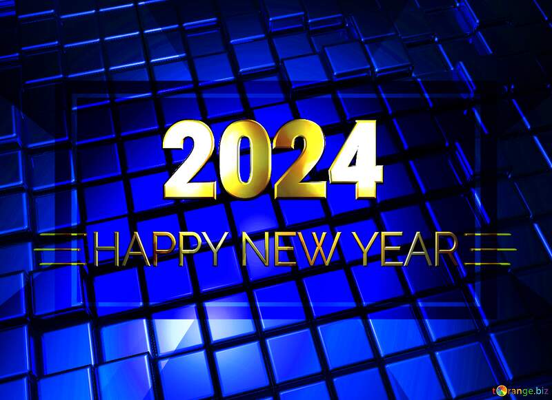 3d abstract blue metal cube boxes background Shiny happy new year 2024 №54499