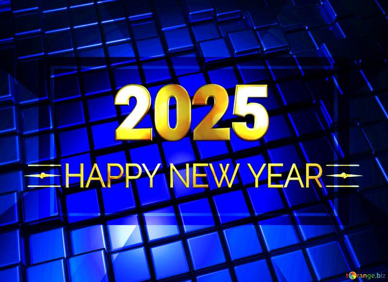 3d abstract blue metal cube boxes background Shiny happy new year 2025 №54499