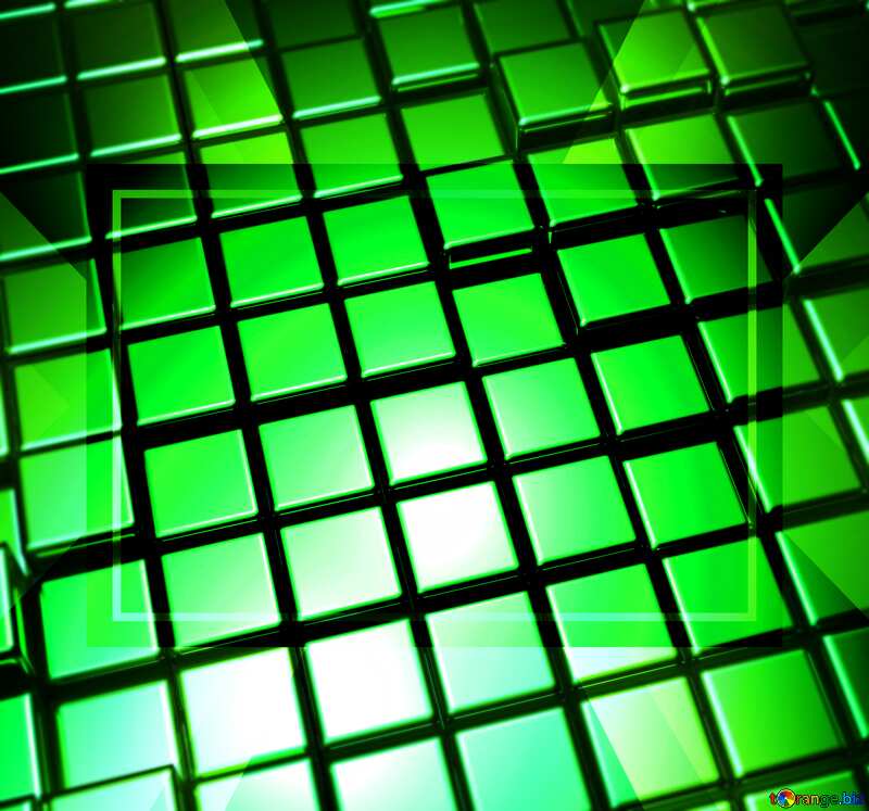 3d abstract green metal cube boxes background template art №54500