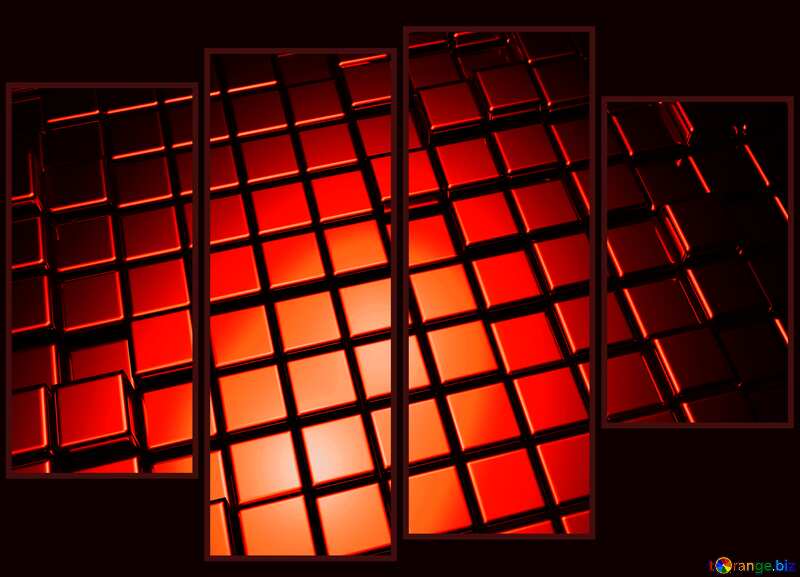 3d abstract red metal cube boxes background modular №54501