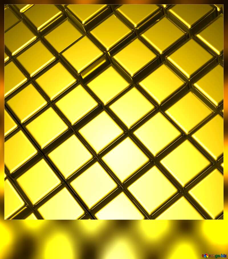 3d abstract gold metal cube background Frame Blank Card №54498