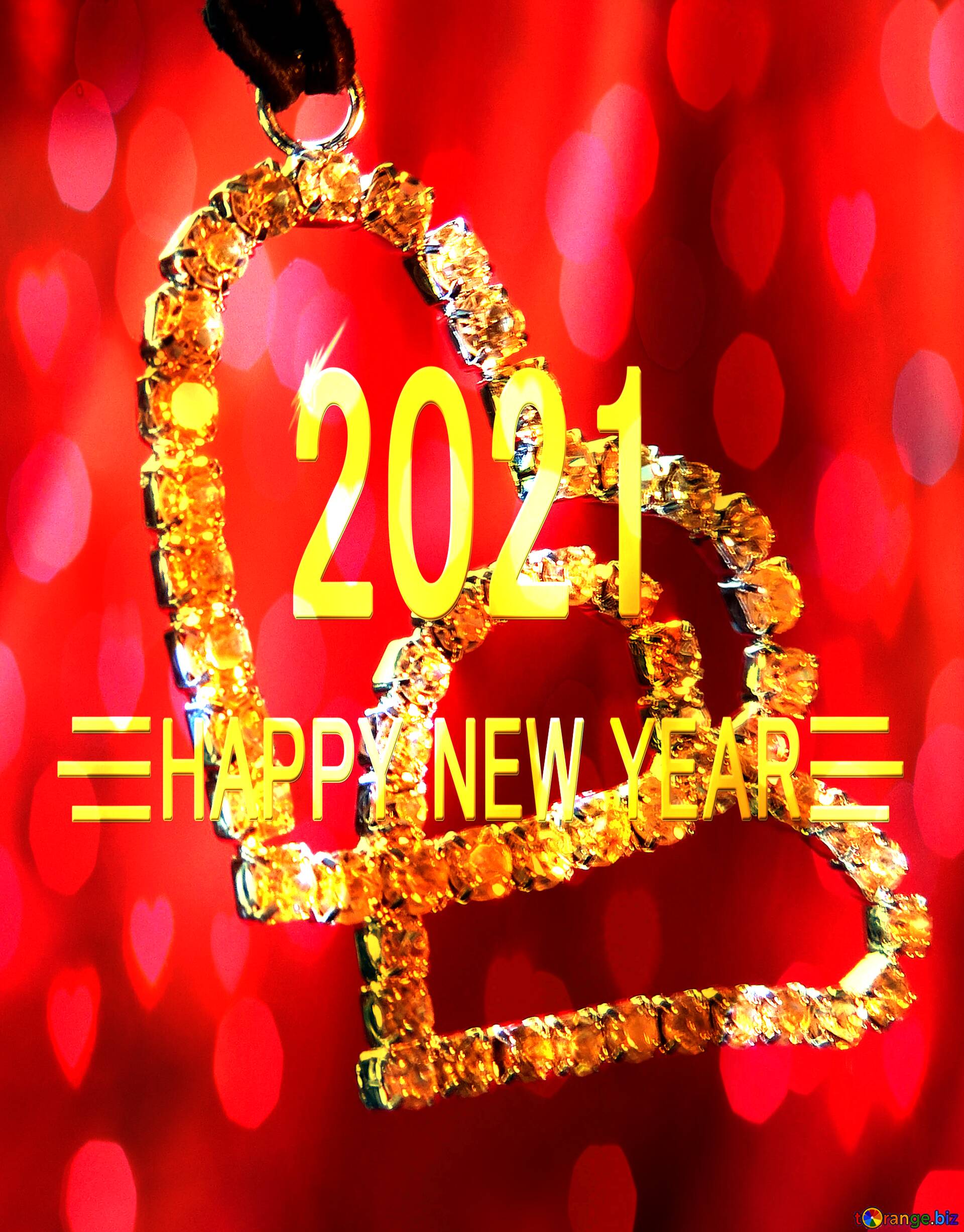 Download free picture Hearts love Card Happy New Year 2021 