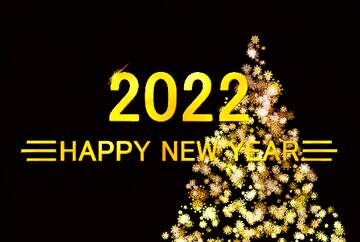 FX №215622 Clipart Christmas tree from snowflakes Shiny happy new year 2022 golden christmas background